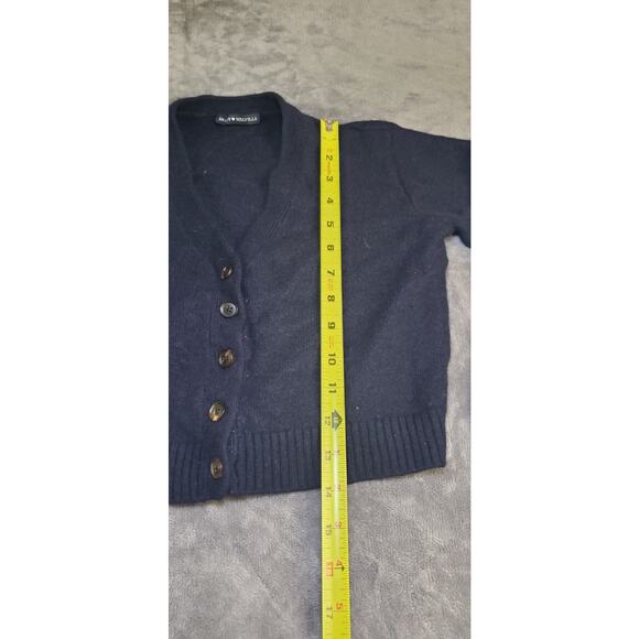 Brandy Melville Sweater Womens OS Navy Crop Cardigan Button Wool Cashmere C26-30 - Picture 2 of 10